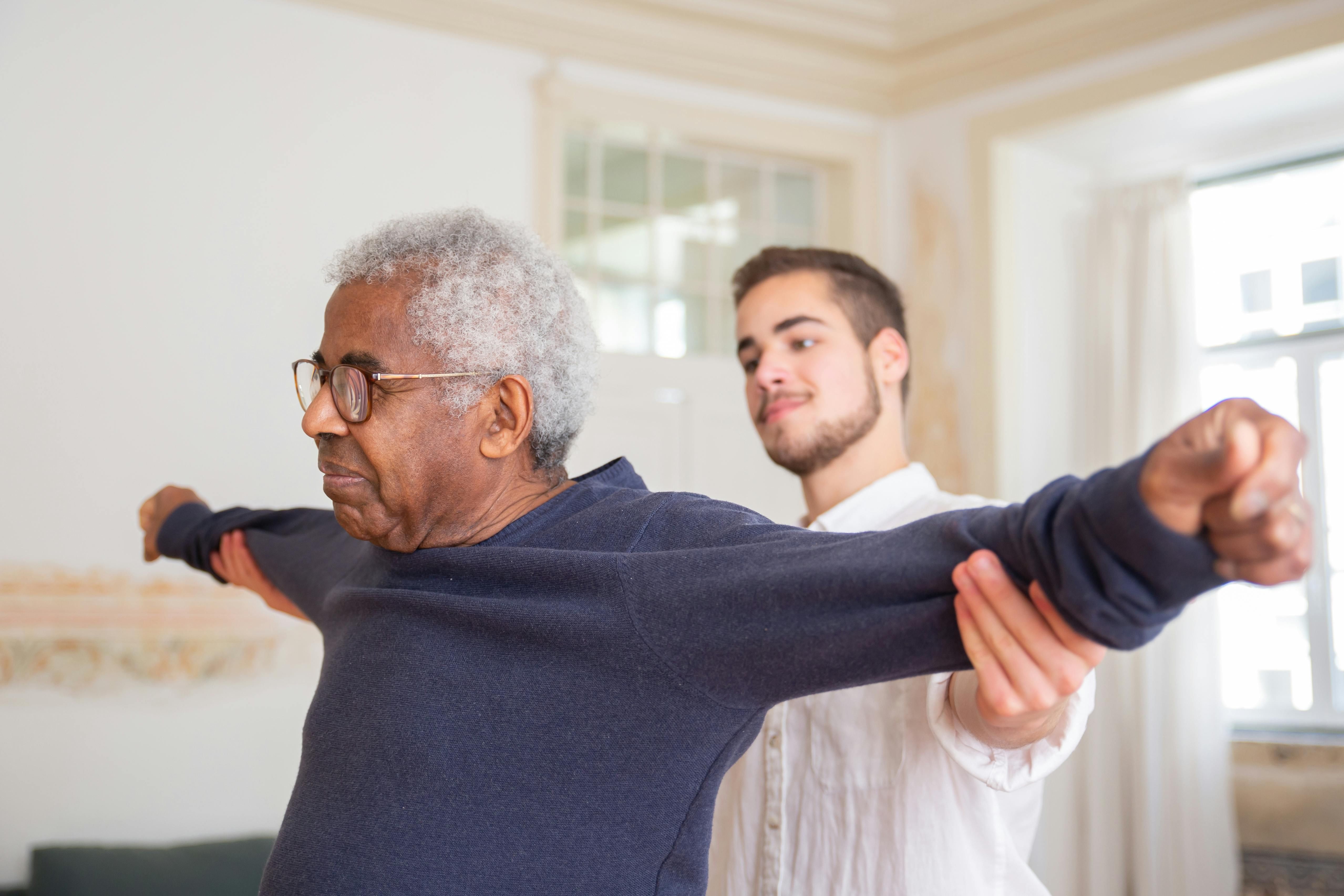 Resident in physical therapy session at Midway Neurological & Rehabilitation